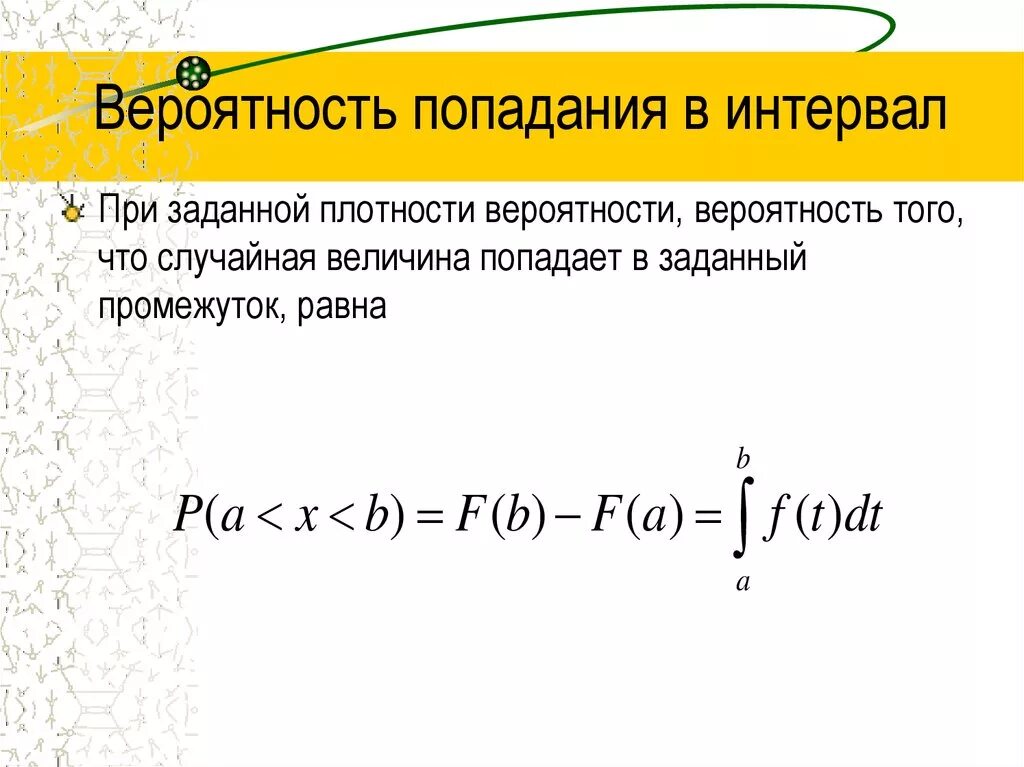 Вероятность попадания величины в интервале