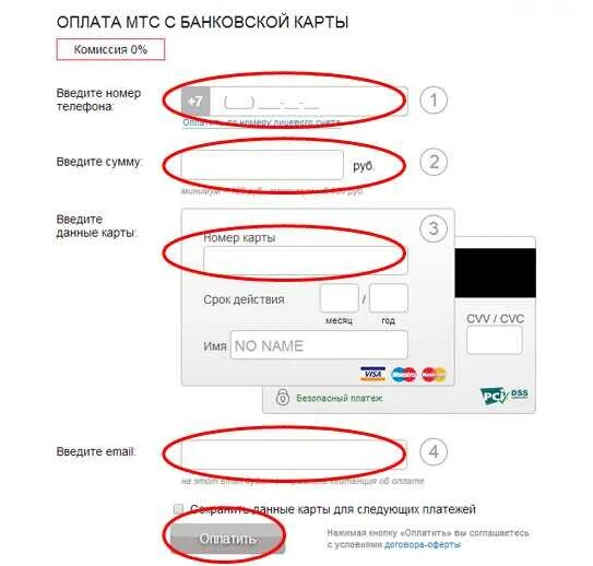 Пополнить мтс через банковскую