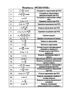 Механика формулы по физике 9 класс