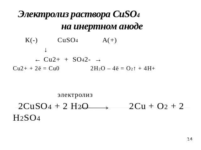 При электролизе раствора cuso4 на катоде выделяется. При электролизе раствора cuso4 на катоде выделяется