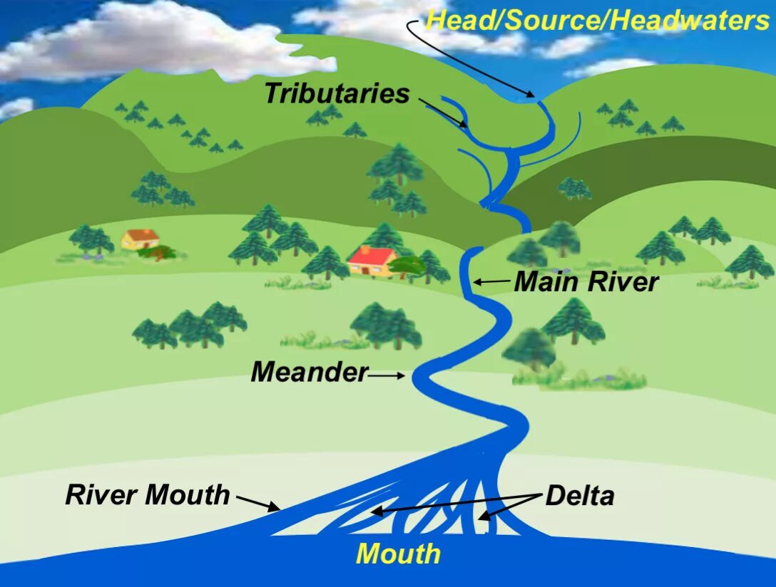 Parts of the River. Река исходник. River System. River как читать. Река перевести на английский