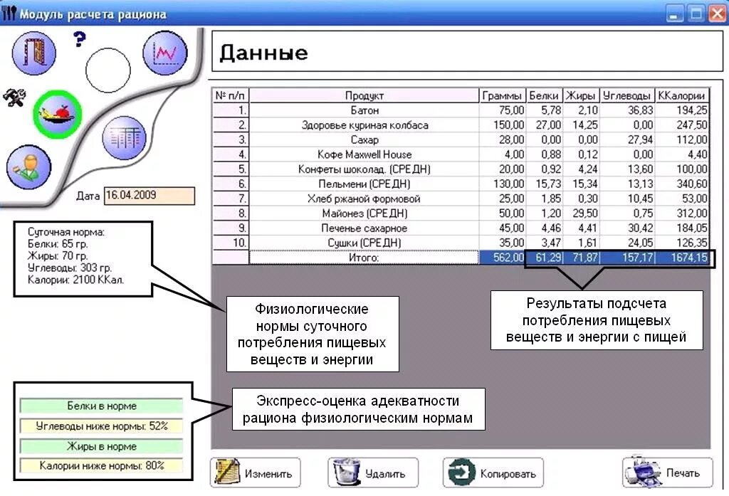 Калькулятор программ школа. Программа для расчета рациона. Программа расчета рациона питания. Модуль расчета рациона питания. Программа фактическое питание.