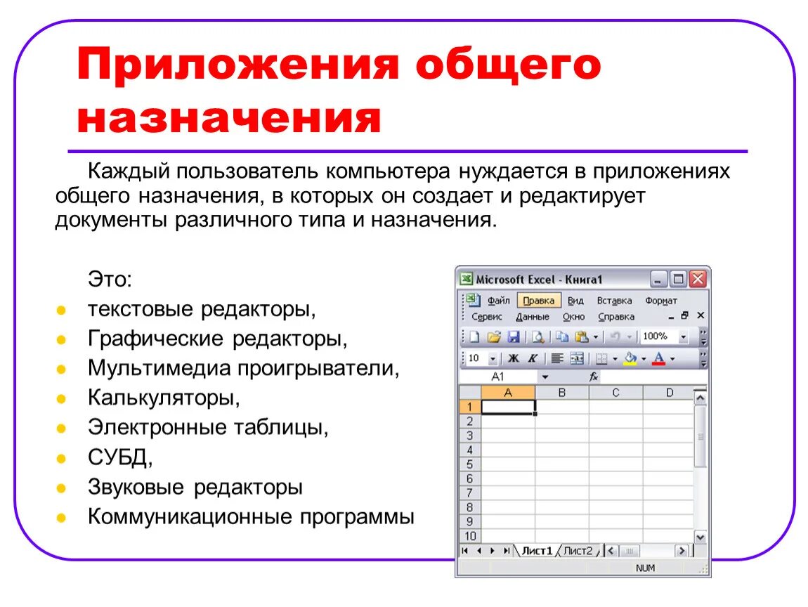 Программа предназначенная для создания электронных таблиц. Приложения общего назначения. Приложения общего назначения на компьютере. Приложения общего назначения текстовые редакторы. Приложения общего назначения примеры.