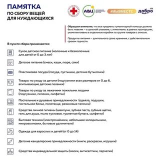 Сбор гуманитарной помощи текст