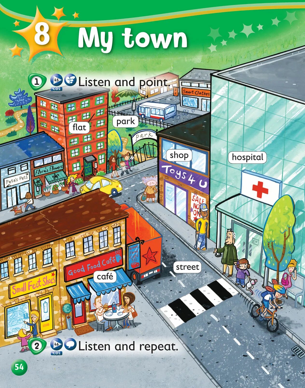 Kids box 4 unit 4 wordwall. Kid's Box 2 Town. Kid`s Box 2 my Town. Постер город для детей на английском. Плакат город на английском языке.