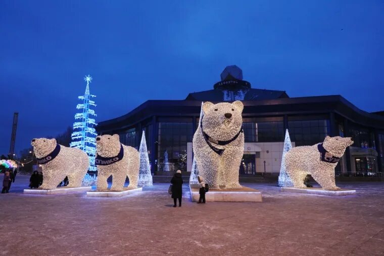 25 ноября тюмень. Светящиеся медведи Курган. Медведи в Тюмени. Светящийся мишки в Тюмени. Тюмень зимой.