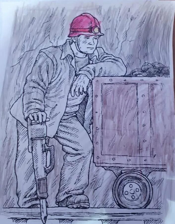 Рисунок ко дню шахтера. Шахтер рисунок. рисунок на день шахтера на конкурс. нарисовать шахтера.