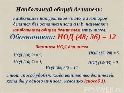 Натуральный общий делитель это