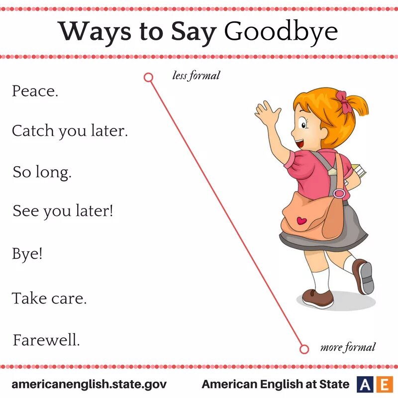 Saying Goodbye in English. Ways to say Goodbye. Ways to say Goodbye in English. Goodbye phrases.
