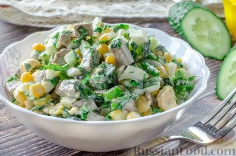 Салат с мясом кукурузой яйцом