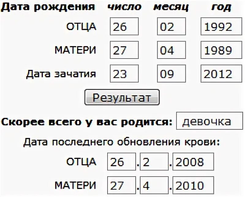 Таблица обновления крови для определения Как рассчитать пол ребенка по календарю беременности, как высчитать по таблицам