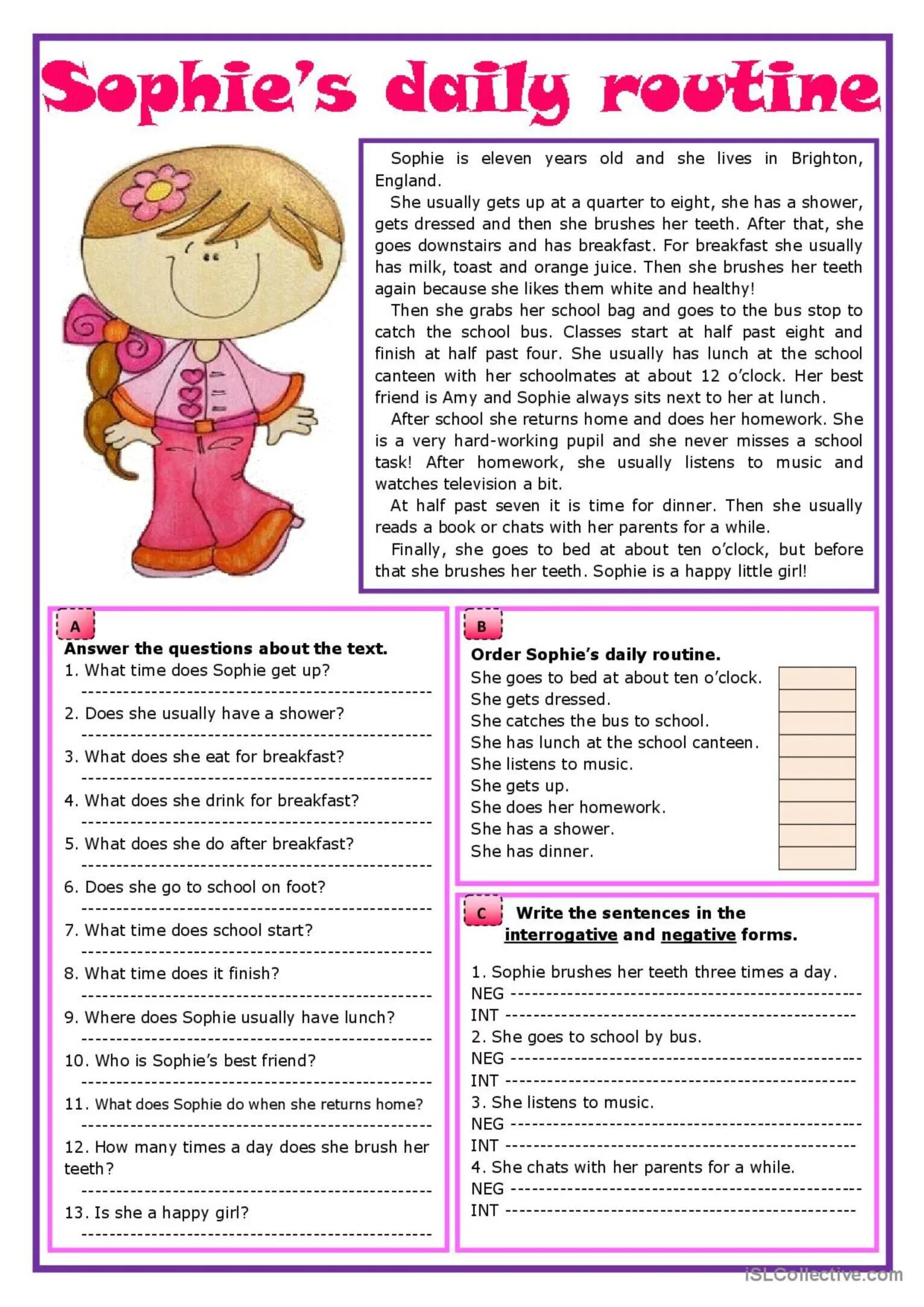 Заданий topic. Тексты Worksheets. Текст на английском для чтения Elementary. Чтение с в английском языке Worksheet. Daily Routine текст.