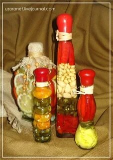 Декоративные бутылки с овощами