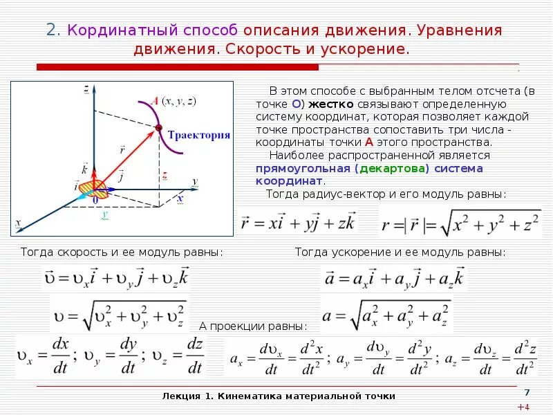 Определить модуль скорости точки. Уравнение координаты материальной точки формула. уравнение кинематики материальной точки. координата материальной точки формула. проекция ускорения материальной точки формула.