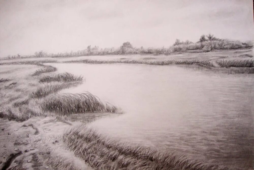 Озеро карандашом. Озеро рисунок чб. Озеро простым карандашом. Графический пейзаж. Горы и море рисунок карандашом.