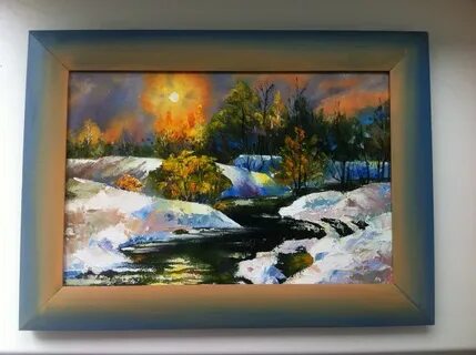 Acrylic Painting  A Winter Sunset on Paper step by step 