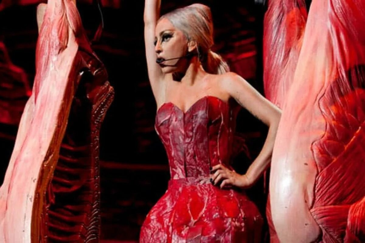 Мясное платье леди Гаги. Леди Гага мясо платье. Платье из говядины леди Гага. Леди гага в мясе