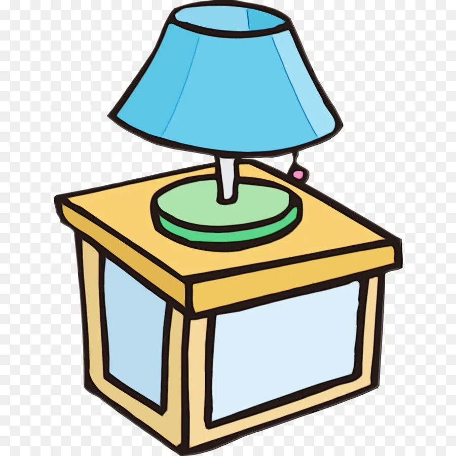 The lamp is on the desk