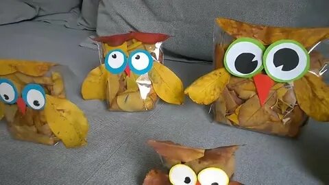Сова из листьев видео