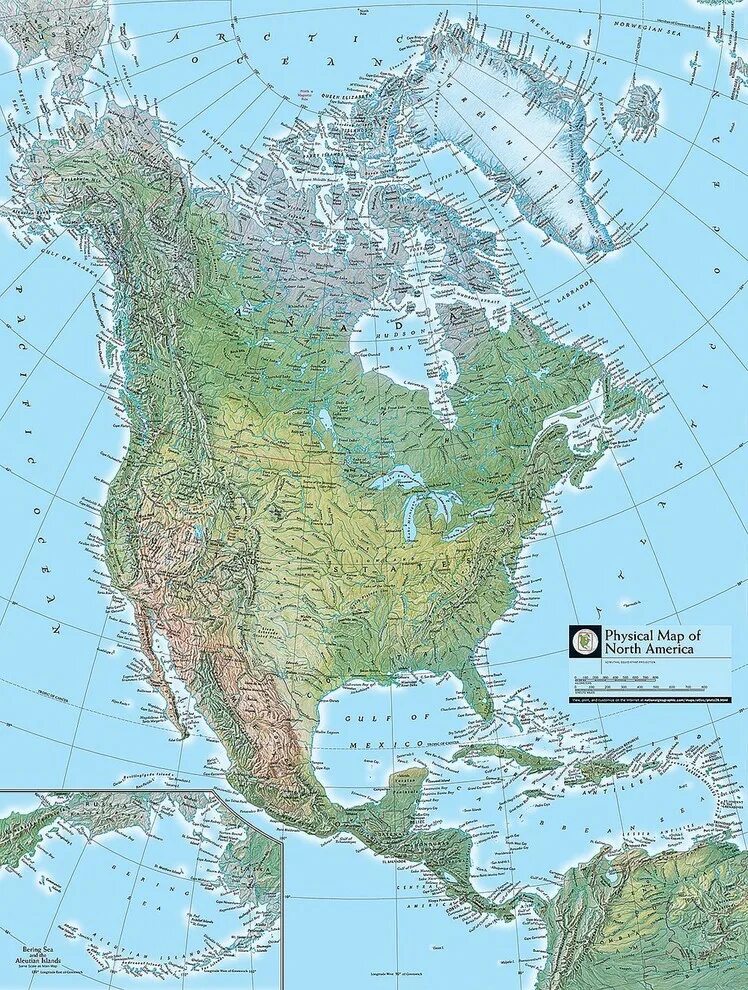 Северная америка географическая карта на русском. Physical Map of North America. Карта Северной Америки географическая. Физическая карта Северной Америки.