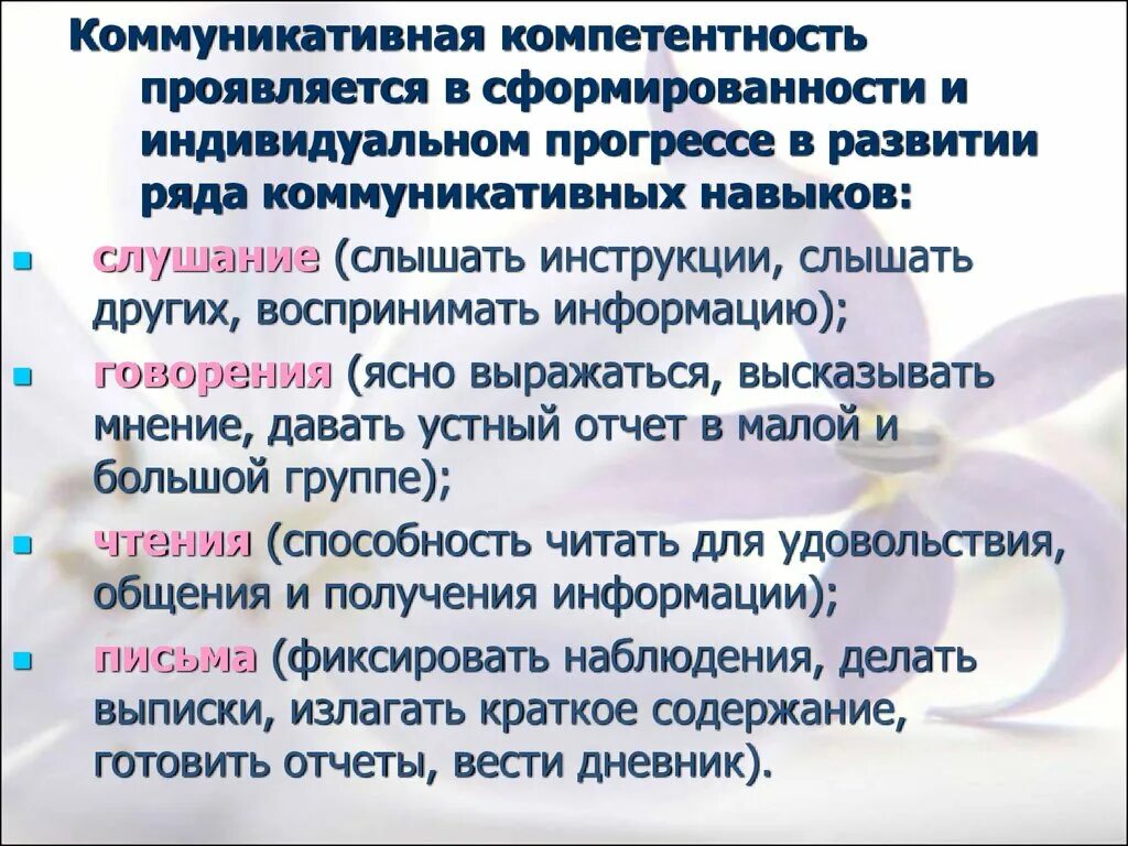 Уровень развития коммуникативной компетенции