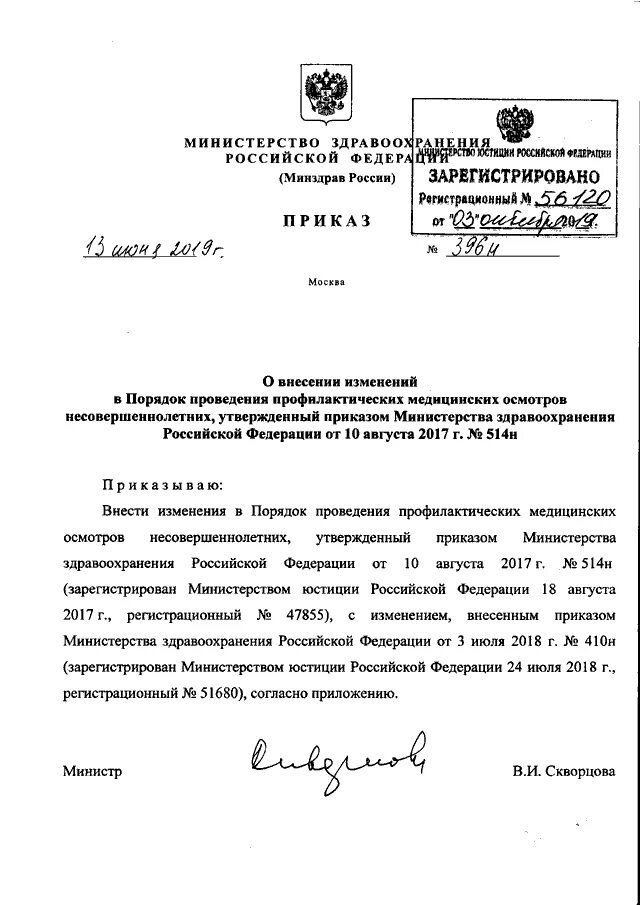 Приказ 514 Министерства здравоохранения. Приказ 514 н Минздрава России. Профосмотр приказ 514н. Приказ Минздрава России 514н от 10.08.2017.