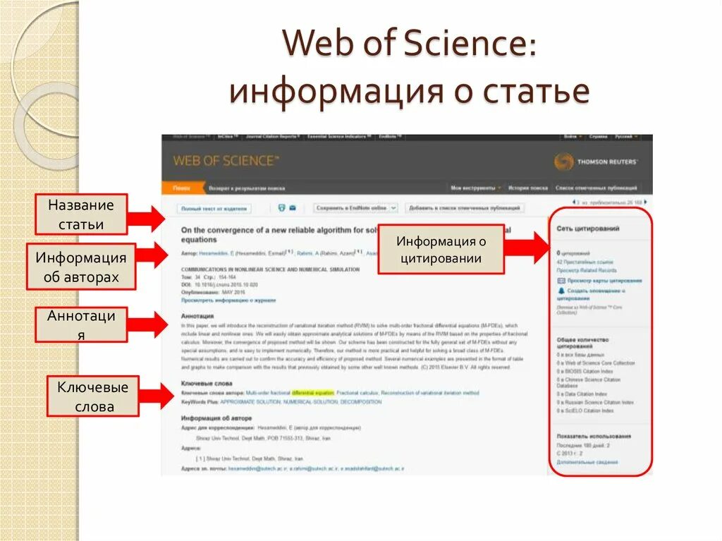 Сайт электронных статей. Название статьи. Заголовок статьи (веб-страницы). Статья web of Science. Автор статьи web.