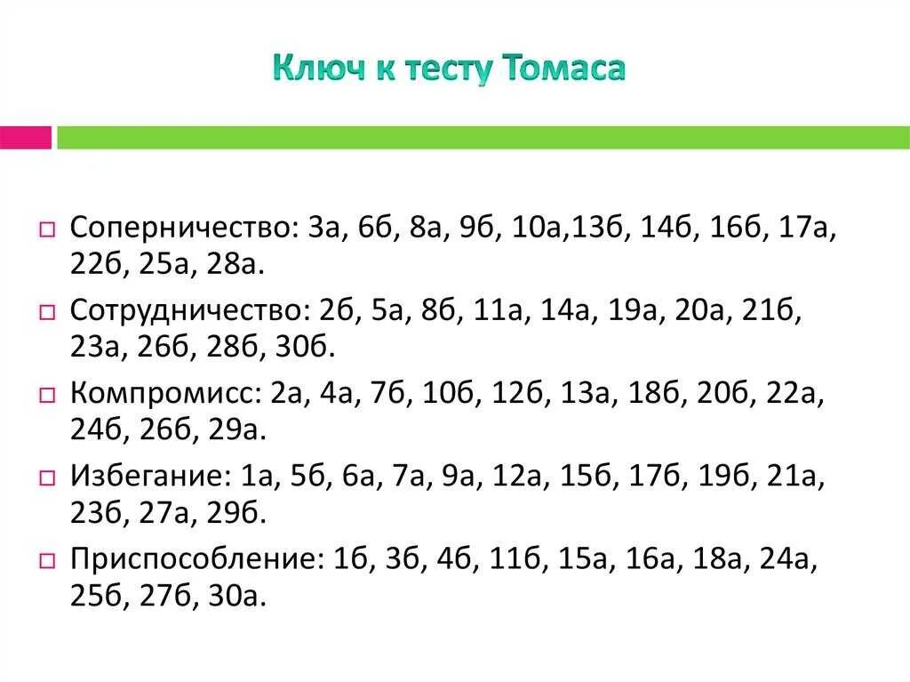 Теста томаса килманна. Ключ к тесту Томаса. Опросник Томаса-1 правильные ответы. Тест описания поведения Томаса ключ. Ключ к тесту Томаса на конфликтность.