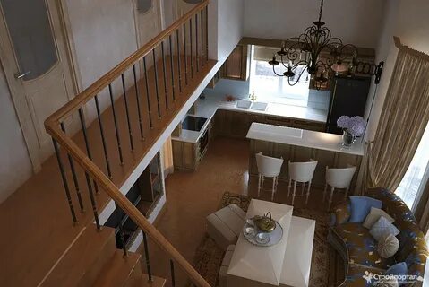 Кухня гостиная на 2 этаже