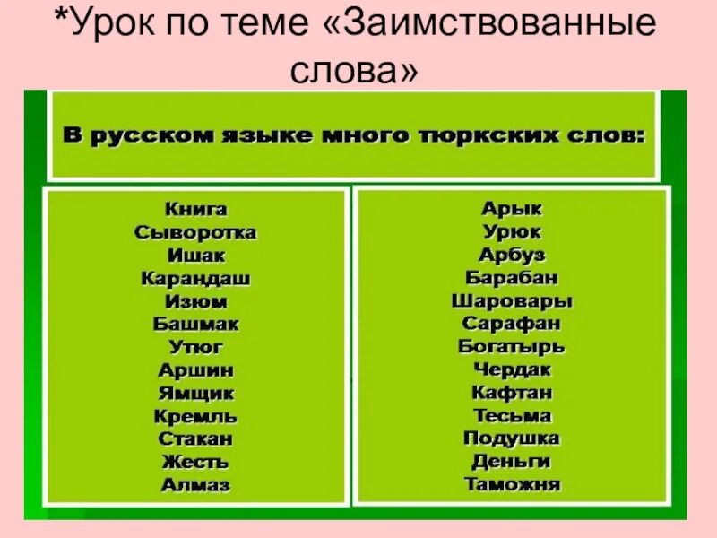 Тюркский заимствованные слова. Тюркские заимствованные слова. Заимствованные слова из тюркского языка. Заимствованные слова из тюрскоол. Тбрсаие слова в русском языке.