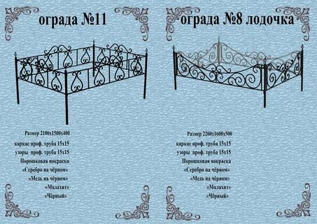 Стандарт оградки на могилу 2 места размер