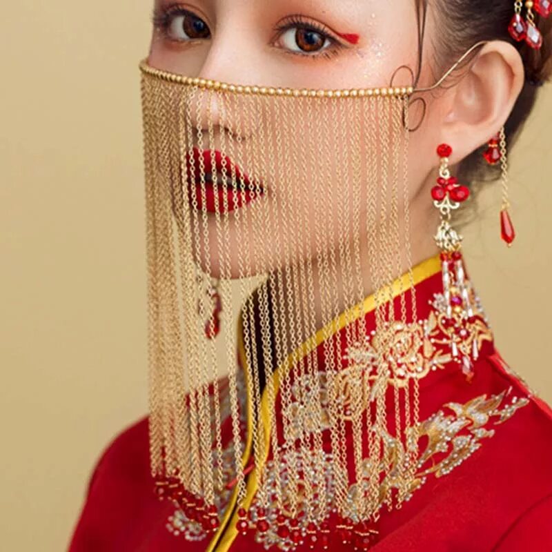 Аксессуар китае. Китайские украшения для лица. Китайская вуаль. Маски в стиле Китай.