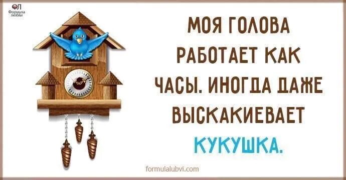 Голова работала как часы. Голова работает как часы но иногда вылетает кукушечка. Часы выскакивает кукушка. Моя голова работает как часы но иногда. Голова не работает.