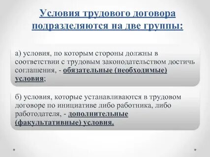 Договорные условия виды