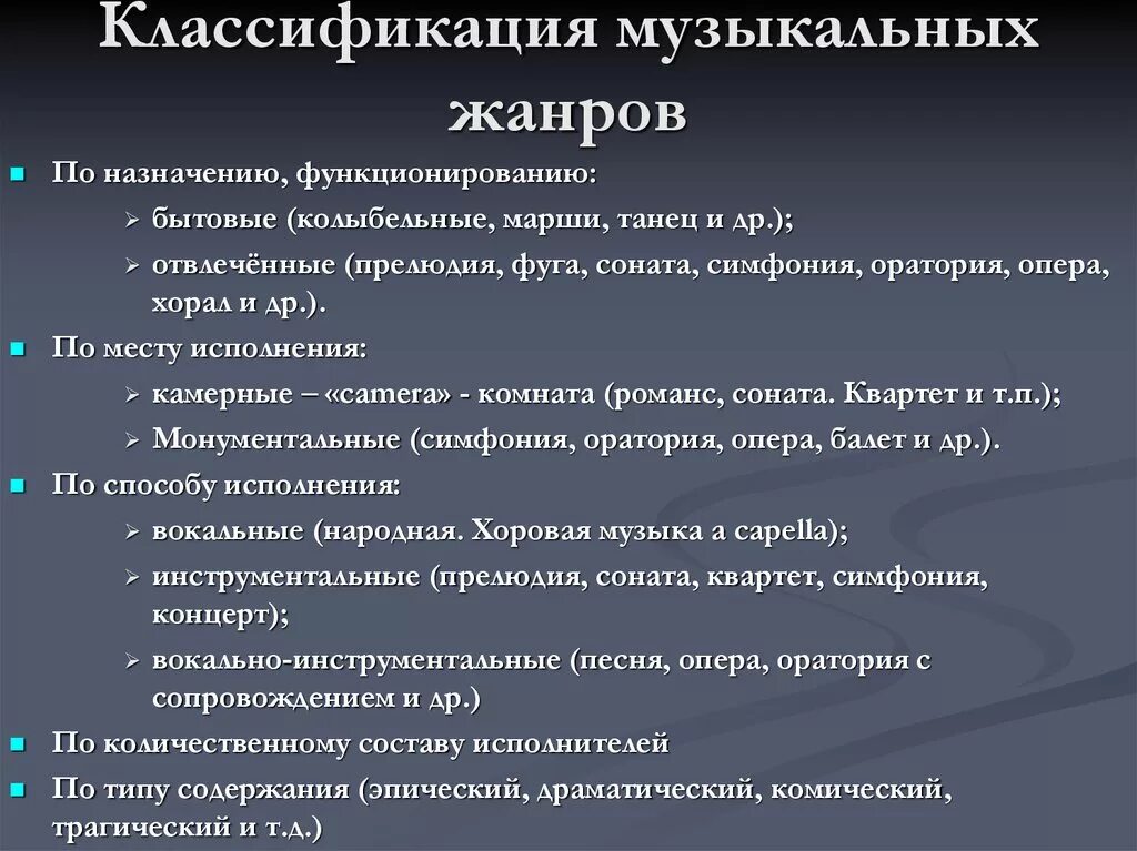 Классификация музыкальных произведений. Основные Жанры музыки. Виды музыкальных жанров в Музыке. Выды музыкальный произведений. Жанры песен бывают