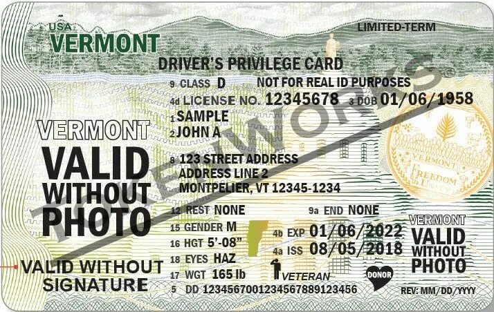 Licensing new. Vermont Driver License. Department of Motor vehicles этикетка.