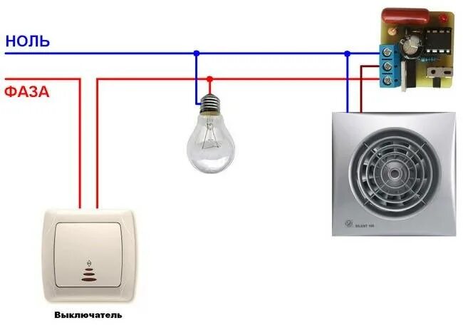 Схема подключения вытяжного вентилятора через лампочку. Схема подключения вытяжного вентилятора через выключатель. Схема подключения вытяжного вентилятора ванны. Схема подключения вытяжки через выключатель. Как подключить вентилятор к выключателю
