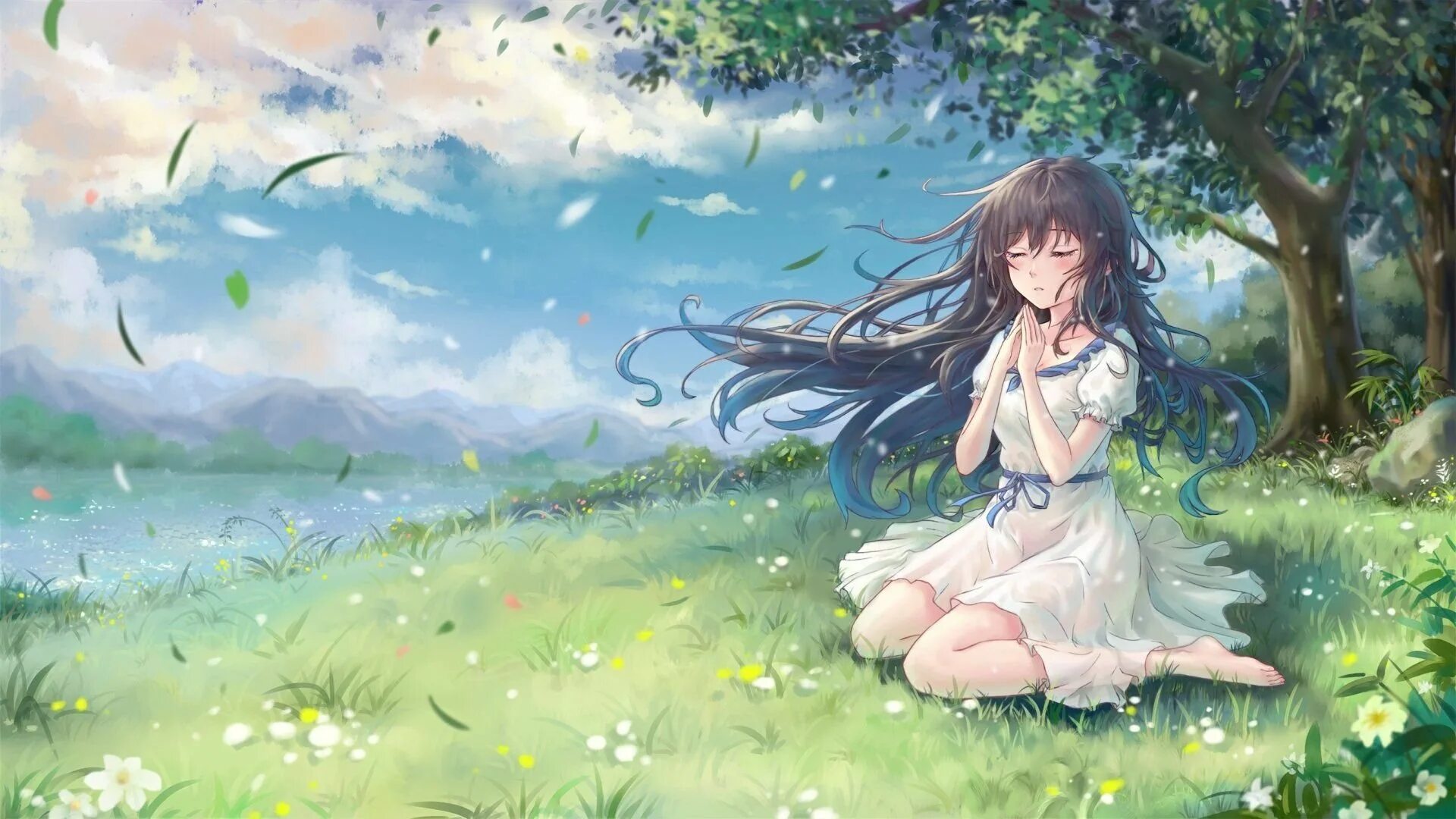 Норман обещанный неверленд. Человек под деревом. Арты. Аниме девушка под деревом. Под деревом сидели 3.