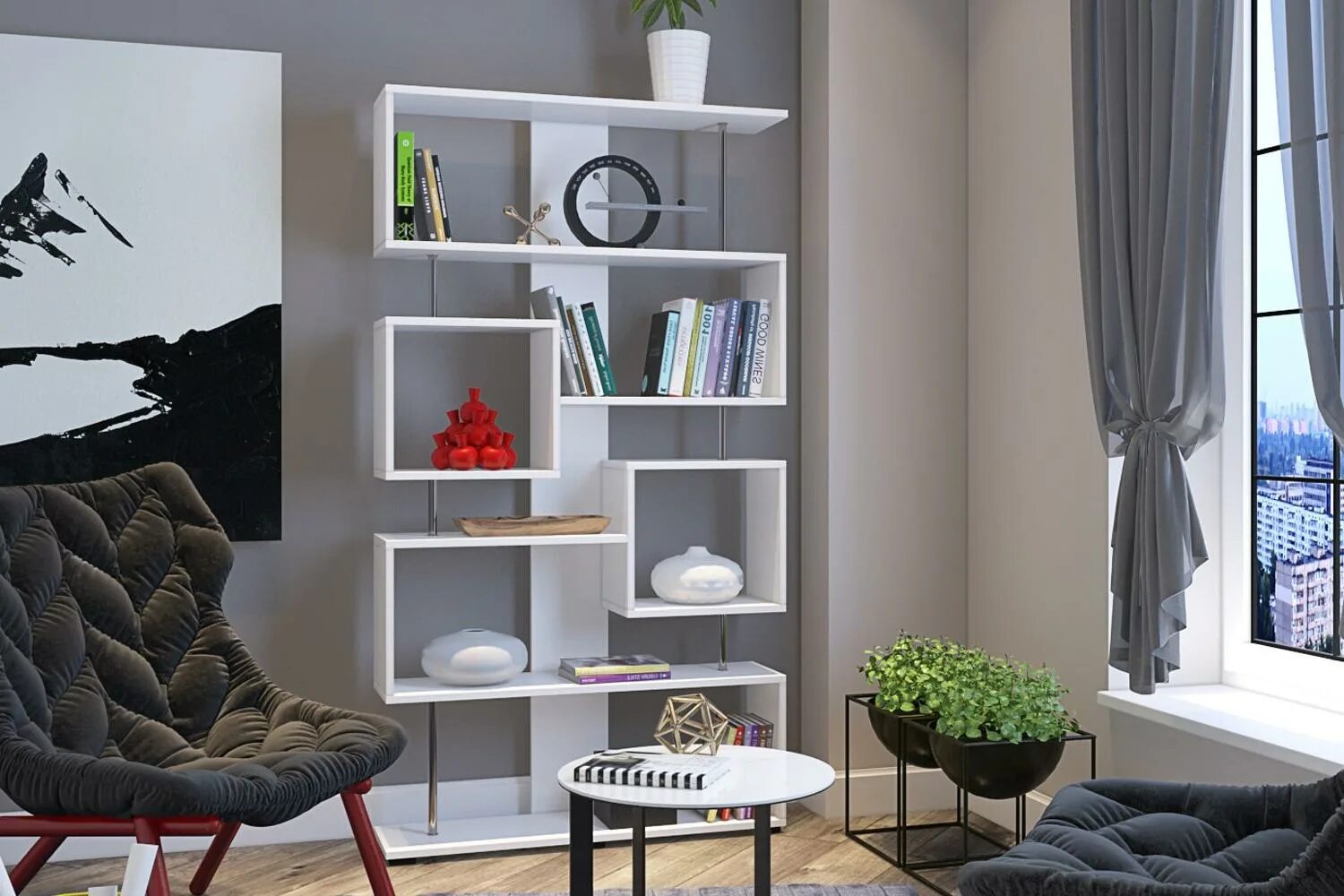 Полки в зале фото