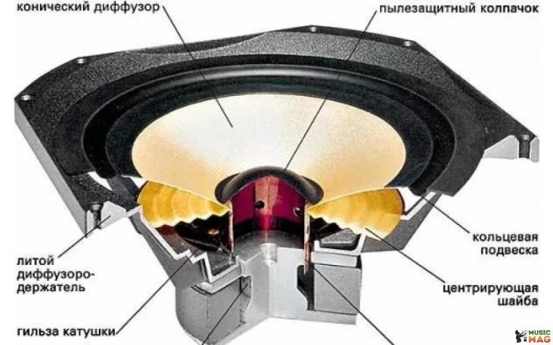 Звук из верхнего динамика. Низкочастотный динамик низкочастотный динамик. Строение акустической колонки. Конструкция диффузора динамика. Строение динамика колонки.