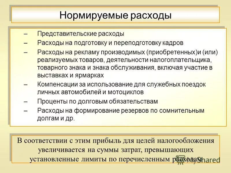 Расходом является. Нормируемые расходы. Нормируемые расходы для целей налогообложения прибыли. К нормируемым расходам относятся. Затраты нормируемые в налогообложении.