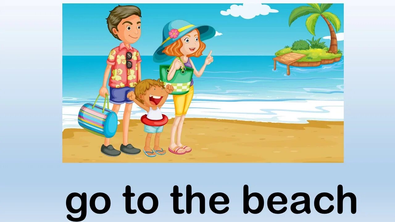 In summer or in the summer. Лето карточки для детей. Английский летом. Карточка на английском Beach. Лето на английском.