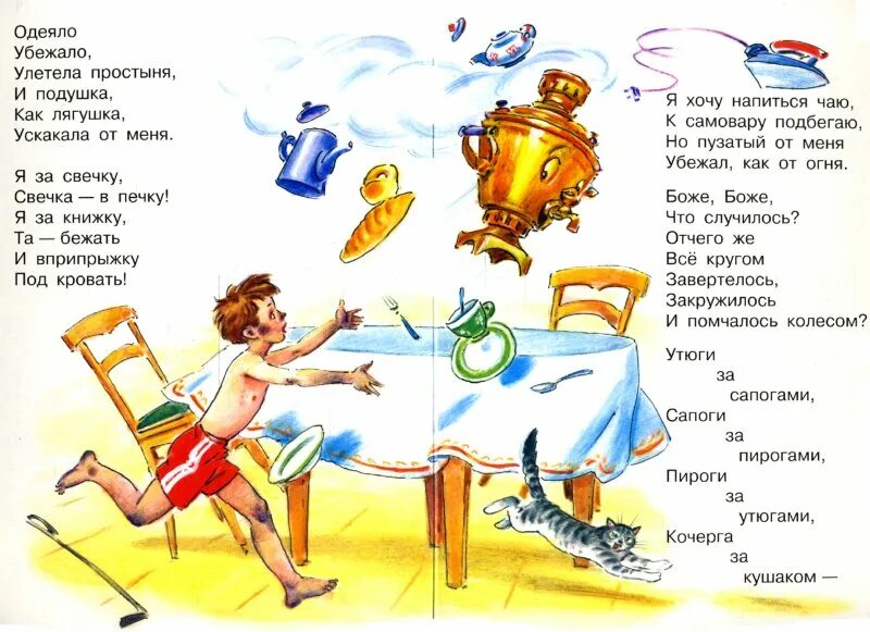 Убежала улетела простыня. Стихи Чуковского для детей Мойдодыр. Иллюстрации к книге Чуковского Мойдодыр.