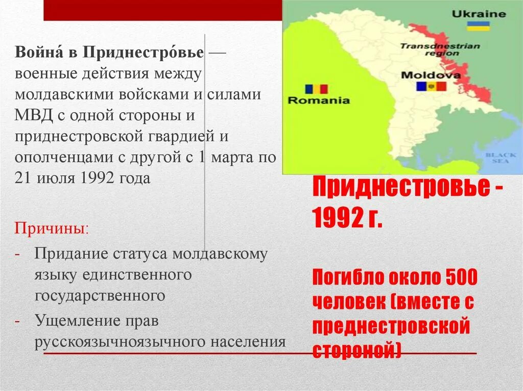 Приднестровье конфликт 1992. Конфликт в Приднестровье причины.