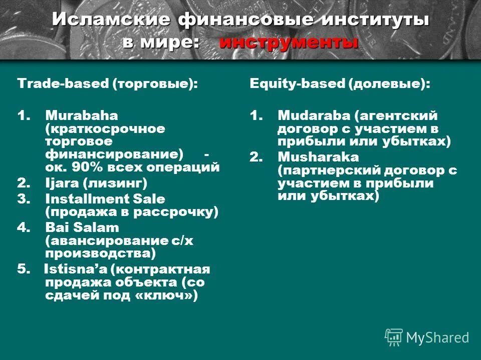 Исламские финансовые инструменты. Финансовые инструменты исламских финансовых институтов. Исламские финансовые институты. Принципы Исламского финансирования. Долговые финансовые инструменты