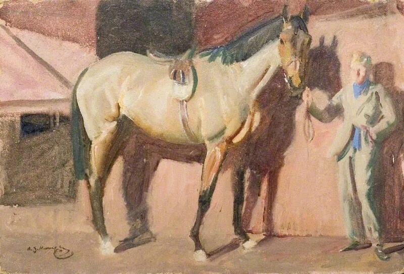 Картины импрессионистов лошади в стойле. Конюшня Советская живопись. Мальчики в конюшне