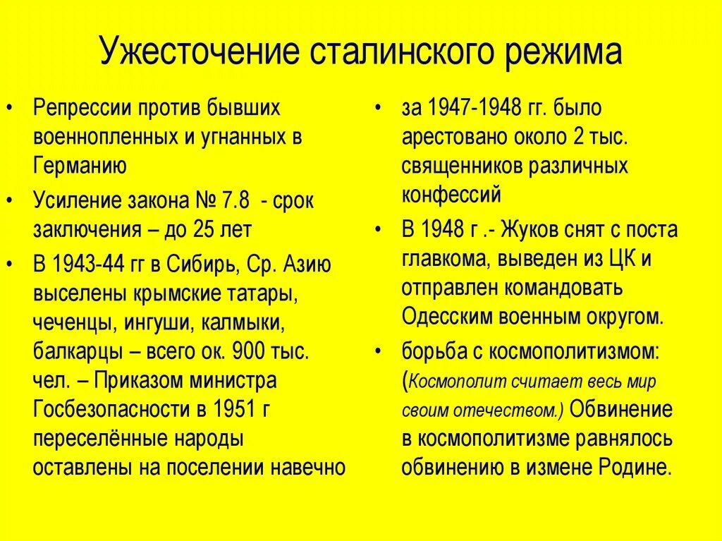 Репрессии после войны в СССР 1945 1953. Усиление сталинского режима в 1945-1953. Политический режим в 1945-1953 гг. Послевоенное ужесточение сталинского режима. Репрессия после войны ссср