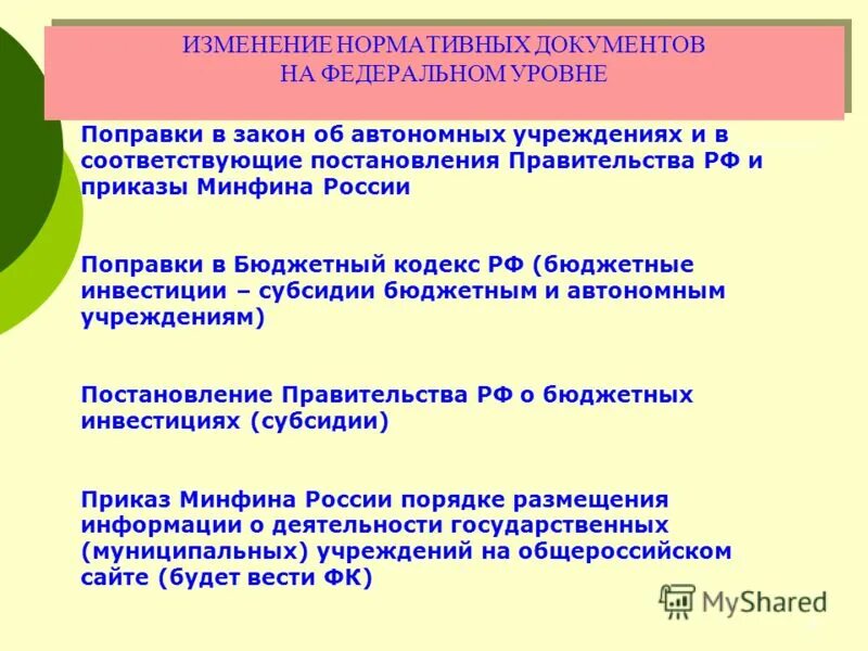Закон 174. Правовое положение автономного учреждения. Налоги автономных и казенных учреждений. Организации финансируемые учредителями. Закон о внесении изменений в отдельные законодательные акты рф.