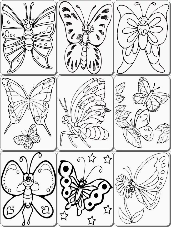 Раскраска "бабочки". Небольшие картинки для раскрашивания. Насекомые. Раскраска. Раскраски бабочки для детей 6-7 лет. 4 картинки раскрашивать