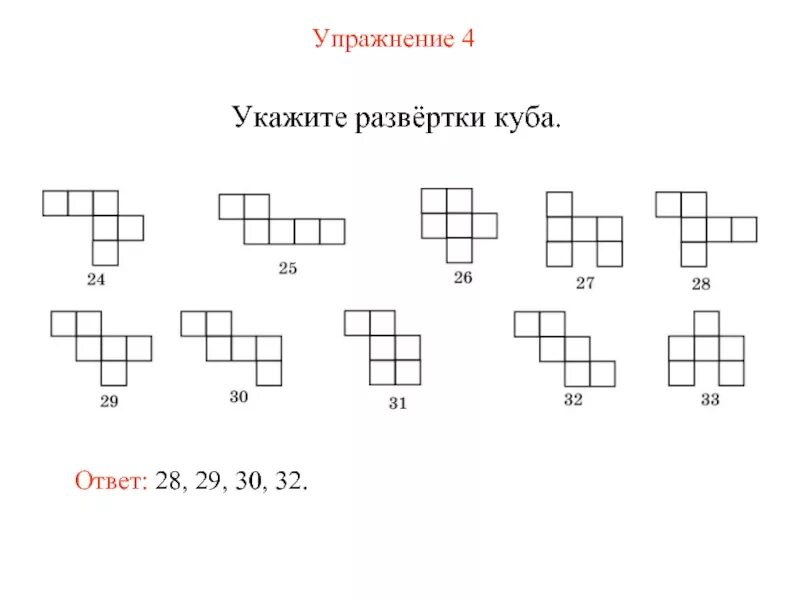 Какие из фигур могут быть развёрткой куба?. Из каких разверток получится. Задачи на развертку куба. Из каких разверток получится. Развертка куба.